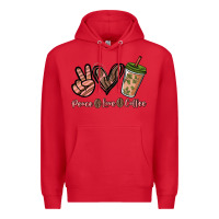 Red peace love coffee Premium Hoodie - NancyCooperArtShop