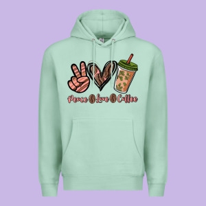 Peace Love Coffee Premium Hoodie Designed By Nancycooperartshop