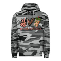 Slate Camo peace love coffee Premium Hoodie - NancyCooperArtShop