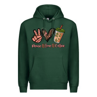 Sports Green peace love coffee Premium Hoodie - NancyCooperArtShop
