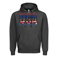 Charcoal Heather land of the free usa Zipper Hoodie - RacoonDesign