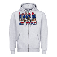 Heather Grey land of the free usa Zipper Hoodie - RacoonDesign