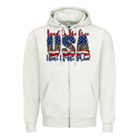 Oatmeal Heather land of the free usa Zipper Hoodie - RacoonDesign