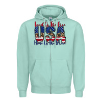 Seafoam land of the free usa Zipper Hoodie - RacoonDesign