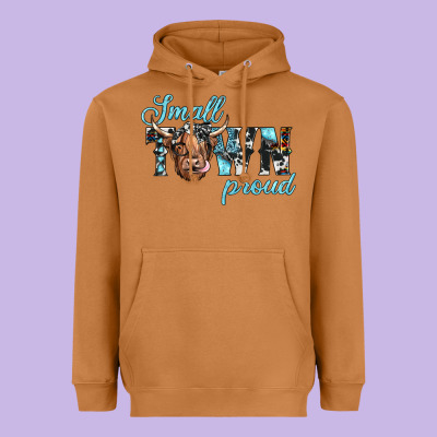 Small Town Proud Heavyweight Hoodie Designed By Jahusdesignshop