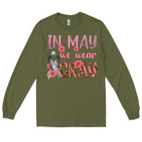 Army Green In May We Wear Gray Long Sleeve Tee - texasbilliewilder
