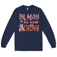 Navy In May We Wear Gray Long Sleeve Tee - texasbilliewilder