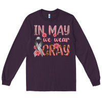 Plum In May We Wear Gray Long Sleeve Tee - texasbilliewilder