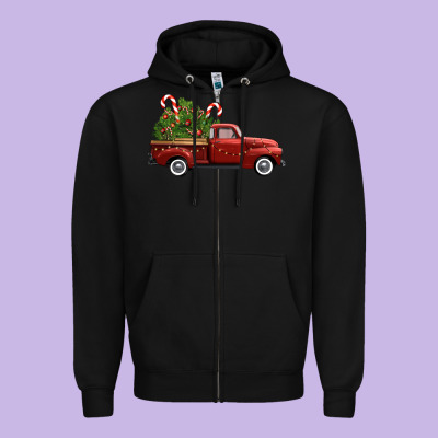Christmas Trees Truck Zipper Hoodie Designed By Fadigitalartstudio