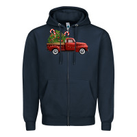 Navy christmas trees truck Zipper Hoodie - FaDigitalArtStudio