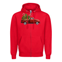 Red christmas trees truck Zipper Hoodie - FaDigitalArtStudio
