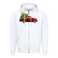 White christmas trees truck Zipper Hoodie - FaDigitalArtStudio