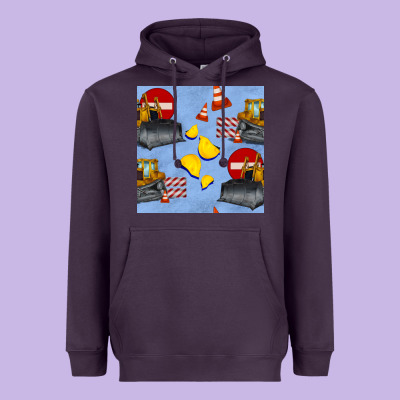 Bulldozer Seamles Pattern Heavyweight Hoodie Designed By Bundleandbundleshop