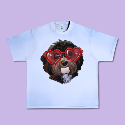 Urban Heavy Tee Havanese dog with love glasses