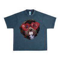 Midnight Navy Havanese dog with love glasses Urban Heavy Tee - RanaPortraitStore