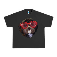 Pigment Black Havanese dog with love glasses Urban Heavy Tee - RanaPortraitStore