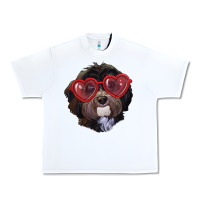 White Havanese dog with love glasses Urban Heavy Tee - RanaPortraitStore