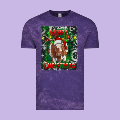 Vintage Tee Western Merry Christmas Longhorn Cow