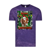 Cloud Purple Western Merry Christmas Longhorn Cow Vintage Tee - RanaPortraitStore