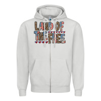 Dove Grey land of the free Zipper Hoodie - RacoonDesign