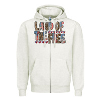 Oatmeal Heather land of the free Zipper Hoodie - RacoonDesign
