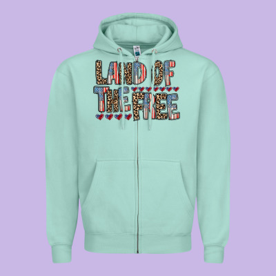 Land Of The Free Zipper Hoodie Designed By Racoondesign