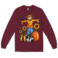 Burgundy pumpkin sunflower fall scarecrow Long Sleeve Tee - RanaPortraitStore