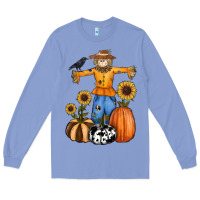 Colony Blue pumpkin sunflower fall scarecrow Long Sleeve Tee - RanaPortraitStore
