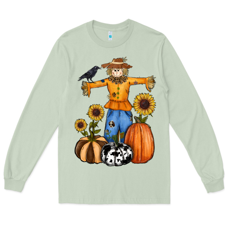 Pumpkin Sunflower Fall Scarecrow Long Sleeve Tee by RanaPortraitStore | Teevron