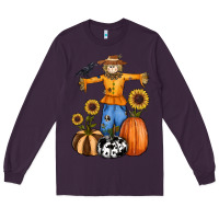 Plum pumpkin sunflower fall scarecrow Long Sleeve Tee - RanaPortraitStore