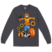 Smoke pumpkin sunflower fall scarecrow Long Sleeve Tee - RanaPortraitStore