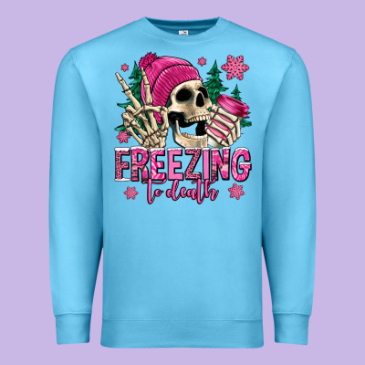 Freezing To Death Winter Skull Premium Sweatshirt Designed By Jasminsmagicworld