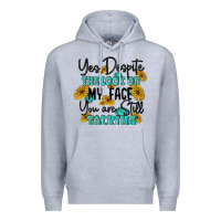 Heather Grey you despite the lok on my face you are still talki Premium Hoodie - MaliasSmallBusiness