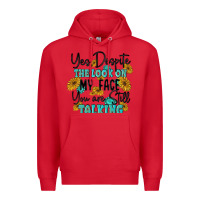Red you despite the lok on my face you are still talki Premium Hoodie - MaliasSmallBusiness