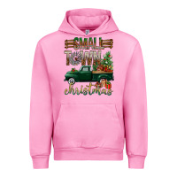 Fuchsia Pink Small Town Christmas With Truck Urban Hoodie - BundleAndBundleShop