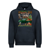 Navy Small Town Christmas With Truck Urban Hoodie - BundleAndBundleShop