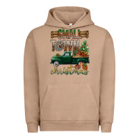 Pigment Burro Small Town Christmas With Truck Urban Hoodie - BundleAndBundleShop