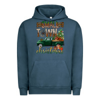 Pigment Midnight Navy Small Town Christmas With Truck Urban Hoodie - BundleAndBundleShop