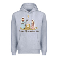 Heather Grey o come let us adore him Premium Hoodie - MaliasSmallBusiness