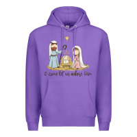 Purple o come let us adore him Premium Hoodie - MaliasSmallBusiness