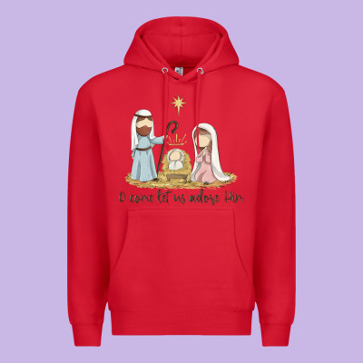 O Come Let Us Adore Him Premium Hoodie Designed By Maliassmallbusiness