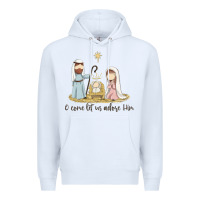 White o come let us adore him Premium Hoodie - MaliasSmallBusiness