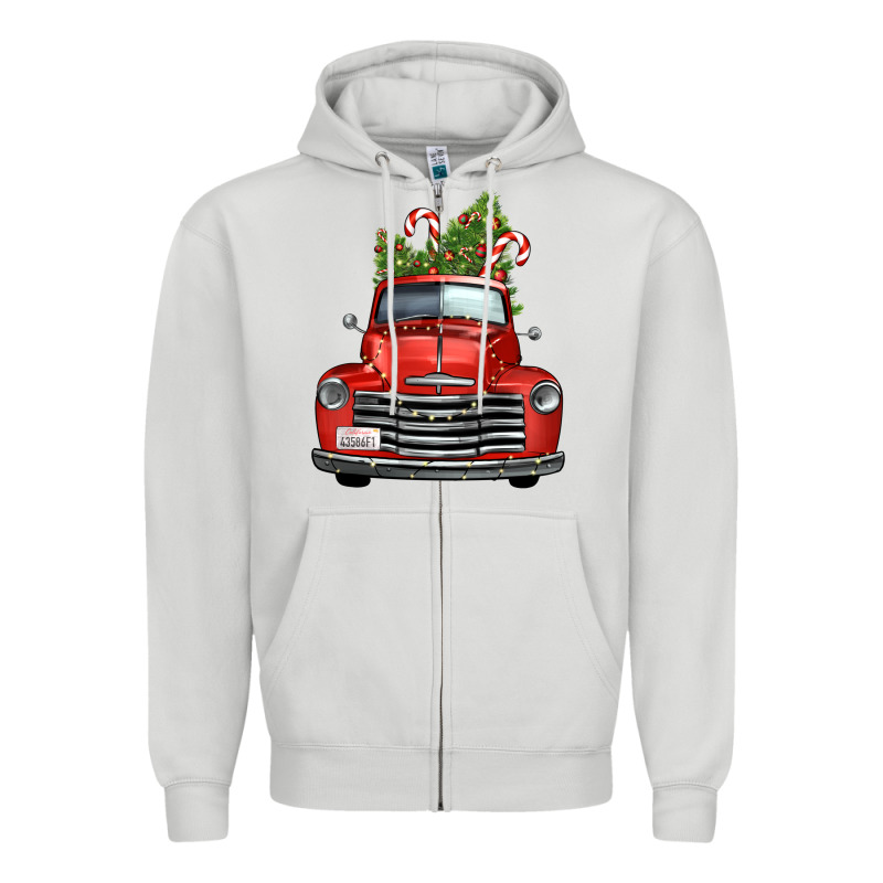 Christmas Trees Truck Zipper Hoodie by FaDigitalArtStudio | Teevron