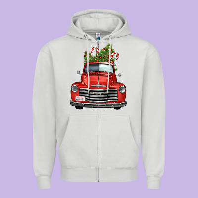 Christmas Trees Truck Zipper Hoodie Designed By Fadigitalartstudio