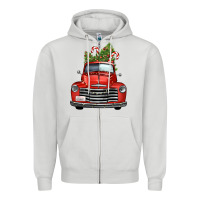Dove Grey christmas trees truck Zipper Hoodie - FaDigitalArtStudio
