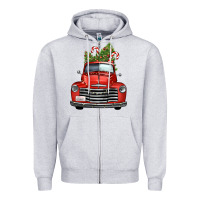 Heather Grey christmas trees truck Zipper Hoodie - FaDigitalArtStudio