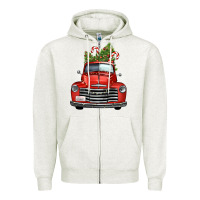 Oatmeal Heather christmas trees truck Zipper Hoodie - FaDigitalArtStudio