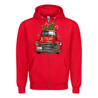 Red christmas trees truck Zipper Hoodie - FaDigitalArtStudio