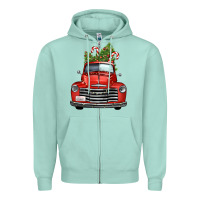Seafoam christmas trees truck Zipper Hoodie - FaDigitalArtStudio