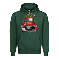 Sports Green christmas trees truck Zipper Hoodie - FaDigitalArtStudio